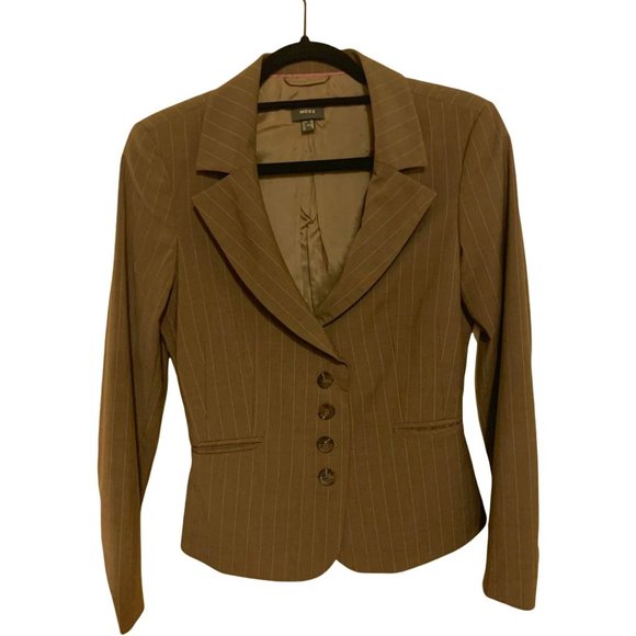 Mexx Fitted Blazer, Brown with Pink Pinstripe Size 8 (fits more like a 6) - Picture 1 of 4